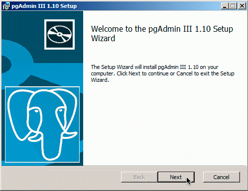 pgAdmin on Windows installer welcome dialog pgAdmin on Windows installer welcome dialog