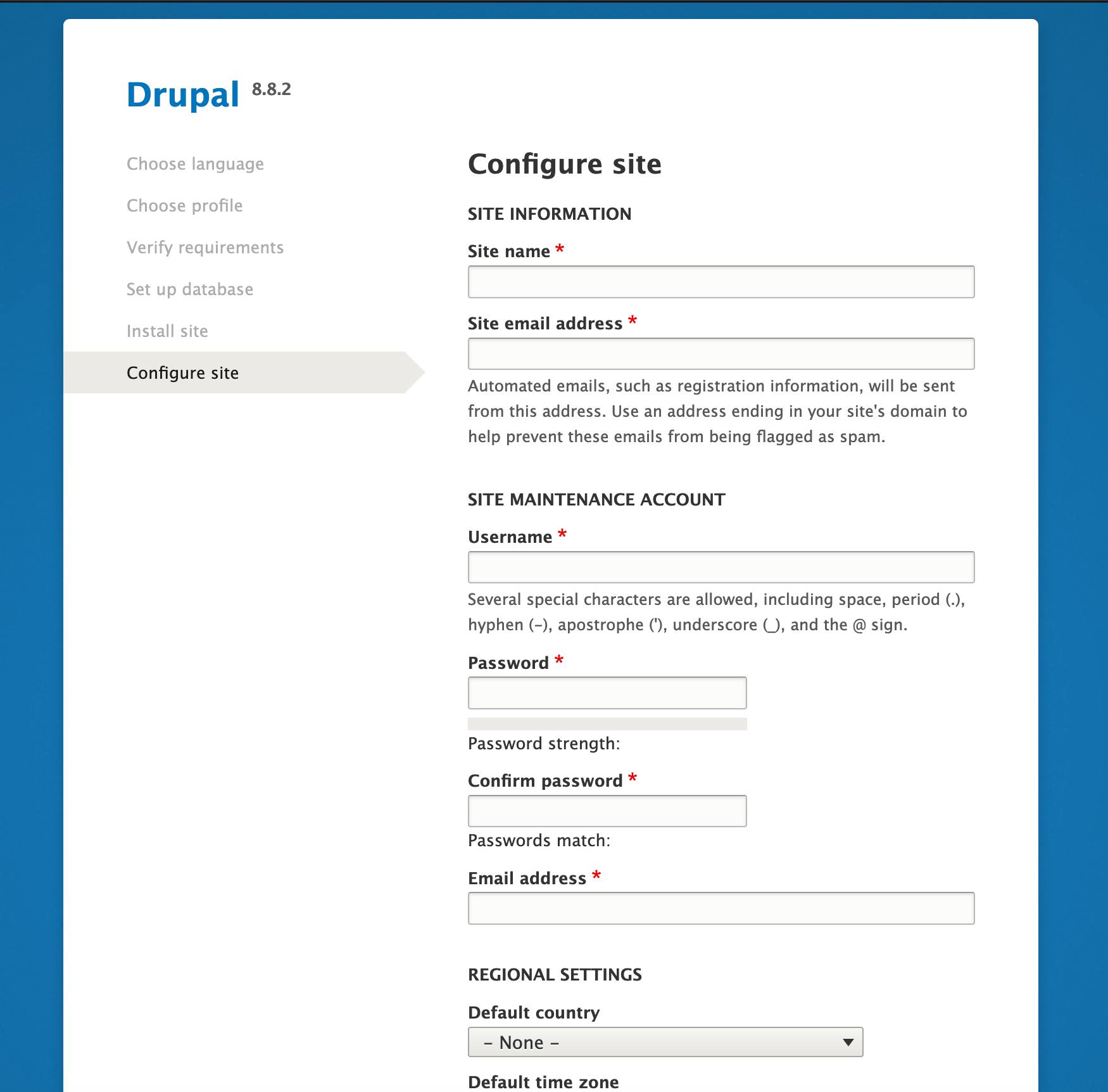 Drupal 8 site configuration. Drupal 8 site configuration.