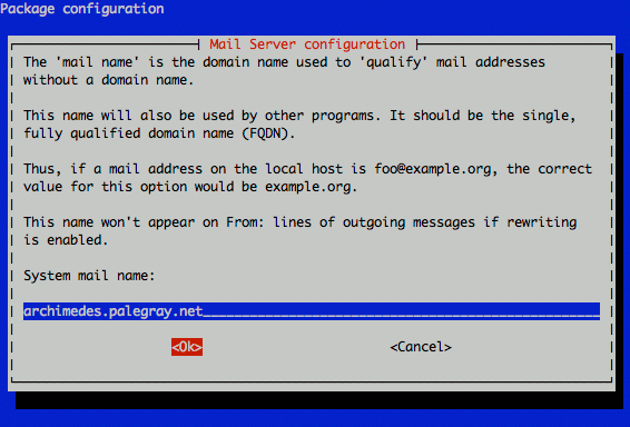 Exim4 system mail name configuration on Debian 5 (Lenny). Exim4 system mail name configuration on Debian 5 (Lenny).