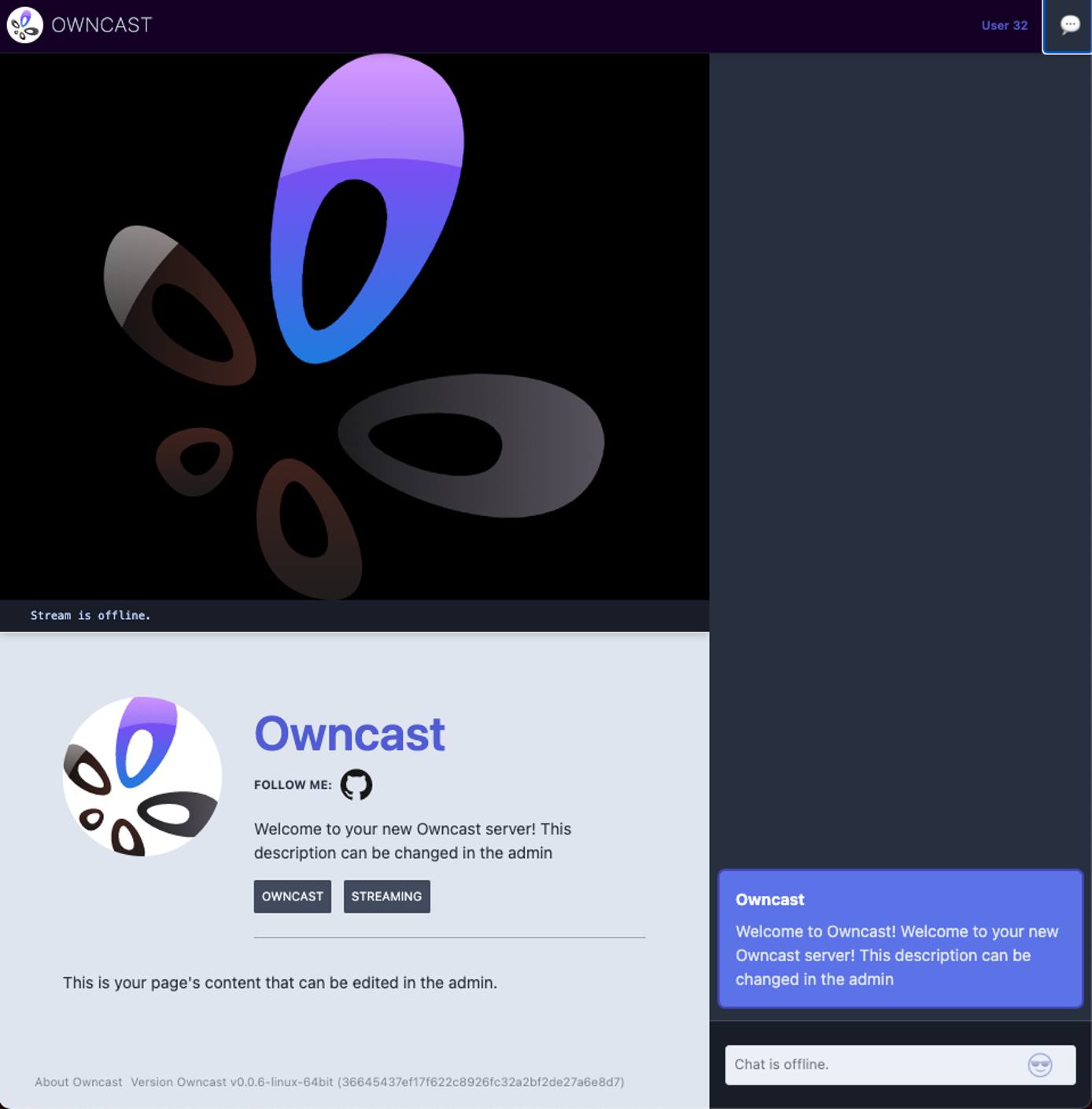 owncast.png The Owncast stream view owncast.png The Owncast stream view